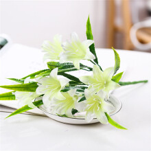 Artificial Lily Bouquet – Plastic Silk Look Fake Flowers for Home Vase, Wedding, Table Centerpiece Decor