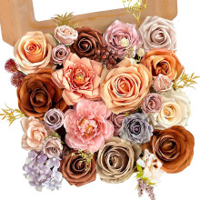 Blue and Pink Artificial Flower Set with Wired Stems