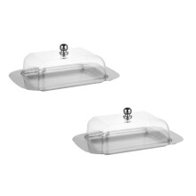 2PCS Stainless Steel Butter Dish with Lid & Handle, 250g Capacity, for Butter, Cheese, Desserts, Fruits – Compatible with KitchenAid Stand Mixers