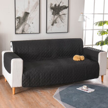 Reversible Water-Resistant Sofa Cover with Foam Sts - Large Size 74.8x77.16 Inches (Black/XL)