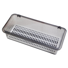 Grey Drainable Chopsticks Box With Transparent Cover And Stackable Feature For Space Saving Made From Gray Polypropylene For Durability
