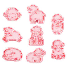 Moule à biscuits en forme de mouton, lot de 8 pièces en plastique