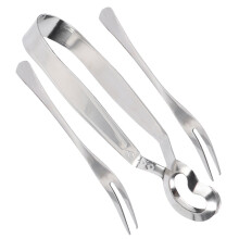Pinces à griller en métal argenté (1 ensemble)