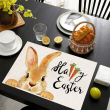 Beautiful Happy Easter Placemats Spring Vintage Bunny Chick Dining Table Mats For Kitchen And Home Decor