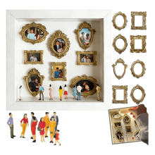 DIY Mini Museum Shadow Box Kit with Gold Frames & Figurines