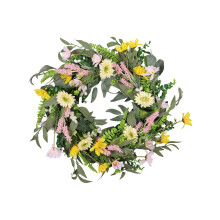 Easter Decorations for Home, 3D 45cm Easter Simulation Olive Leaf Vine Wreath, Artificial Flower Glowing Home Decor Wall Hanging