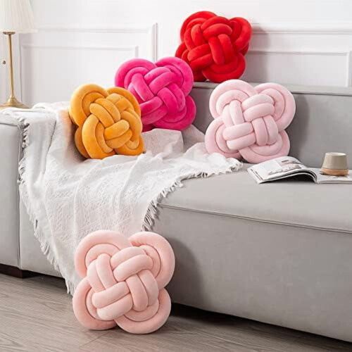 Almofada decorativa de veludo com nó, 30 cm (12 polegadas). 1