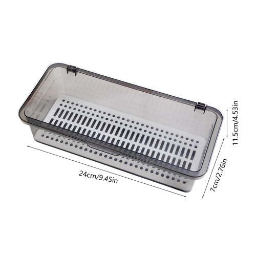 Boîte à baguettes en polypropylène gris avec couvercle transparent, 2