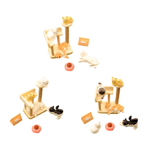 1/12 Miniature Cats Figures and Climbing Tree Model Figurine-B 1