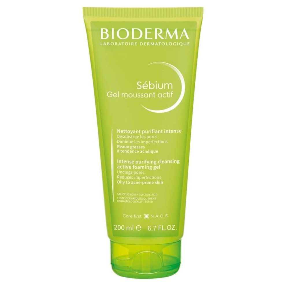 Bioderma Sebium Gel Moussant Actif Intense Purifying Foaming Gel Oily To Acne-Prone Skin | deep Pore Cleanser - 200m