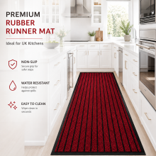 (80 x 300, Burgundy) Heavy Duty Rubber Door Mats Non Slip Hallway Runner Dirt Trapper Floor Mat