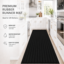 (50 x 80 cm, Black) Heavy Duty Rubber Door Mats Non Slip Hallway Runner Dirt Trapper Floor Mat