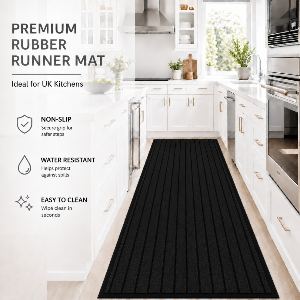Aspire Homeware (60 X 90 Cm, Black) Heavy Duty Rubber Door Mats Non Slip Hallway Runner Dirt Trapper Floor Mat
