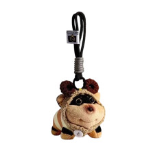 Porte-clés en peluche inspiré du chien abeille, doux et court,-2
