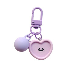 Porte-clés en résine colorée, breloque visage souriant,-Violet