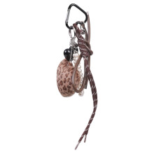 Pendentif porte-clés léopard en cuir artificiel avec cordon-Kaki
