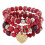 Bracelet extensible élastique multicouche bohème avec-Rouge 1