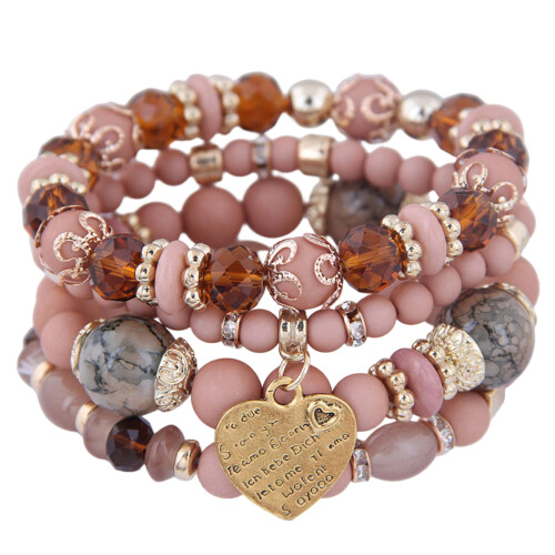 Breloque d'amour en cristal élastique léger, Style bohème,-Café