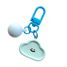 Porte-clés en résine colorée, breloque, visage souriant,-Bleu