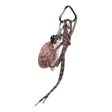 Artificial Leather Heart Bag Accessory Leopard Print Key-Khaki