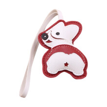 Playful Corgi Dog Keychain Pendant Stylish Design-Wine Red
