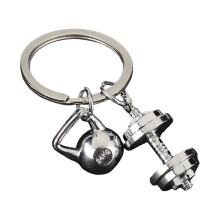 Stylish Dumbbell Shape Keyring For Gym Bags Car Decors-White K