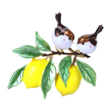 Lemon Bird Emaille Broche Accessoire Compact Ontwerp-Donkerbruin