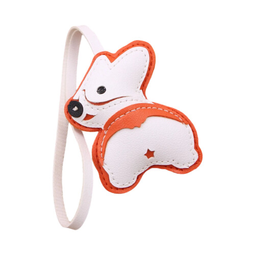 Creative Corgi Keychain PU Leather Craft Bag Hanging-orange1