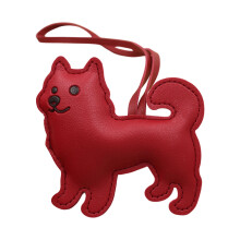 Stylish PU Leather Dog Keychain Decorative Travel-Wine Red
