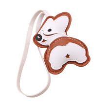 Schattige Corgi Butt Bag Charm PU lederen sleutelhanger-Koffie
