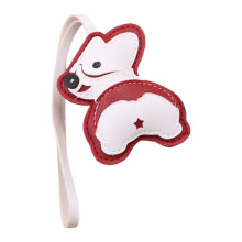 Creatieve PU lederen Corgi sleutelhanger huisdier-Wijnrood