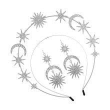 Baroque Hair Jewelry Set Double Layer Sun Moon-Silver