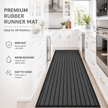 (80 x 150, Black) Heavy Duty Rubber Door Mats Non Slip Hallway Runner Dirt Trapper Floor Mat