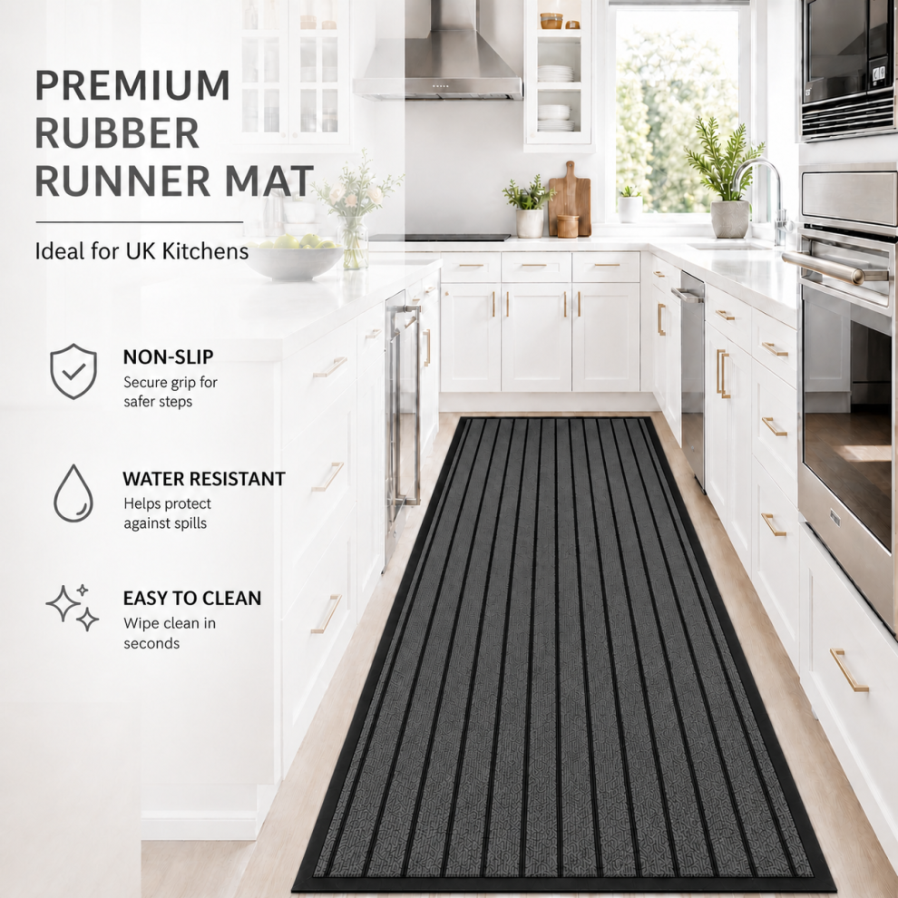 Aspire Homeware (80 X 150, Black) Heavy Duty Rubber Door Mats Non Slip Hallway Runner Dirt Trapper Floor Mat