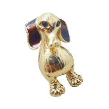 Broche de chien en strass scintillants, avec fermoir-Couleur or