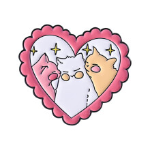Lovely Cats Heart Shape Alloy Brooch Secure Pin-QHXZ4934