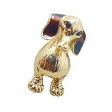 Adorable Dog Rhinestones Pin Brooch Chest Decorative-Gold-color