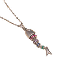 Colorful Swinging Fish Pendant Necklace Lightweight Everyday-A