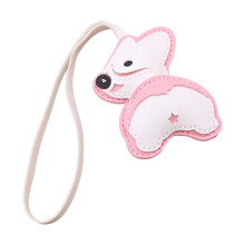 Kreativer Corgi-Schlüsselanhänger aus PU-Leder,-Rosa