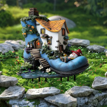 Solcelledrevet Gnome Hus Haveskilt Akryl Udendørs Dekoration