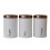 Conjunto de 3 latas de metal branco para café, chá e açúcar 1