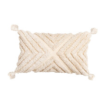 Fodera per cuscino decorativo Boho rettangolare con nappe trapuntate e tessute a mano.