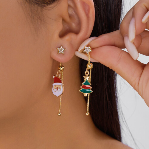 Festival Asymmetric Drop Earrings Santa Snowflake-SS2 1
