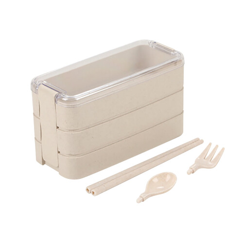 Stackable 3-Compartment Bento Box with Utensils 1
