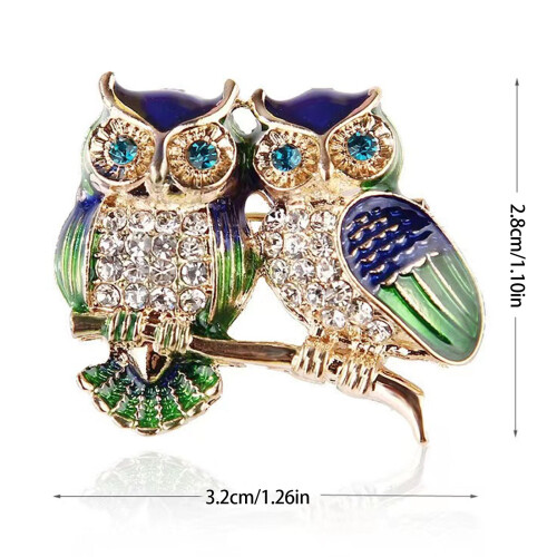 Owl Designs Brooch Decorated With Glittering Stones Multi 2