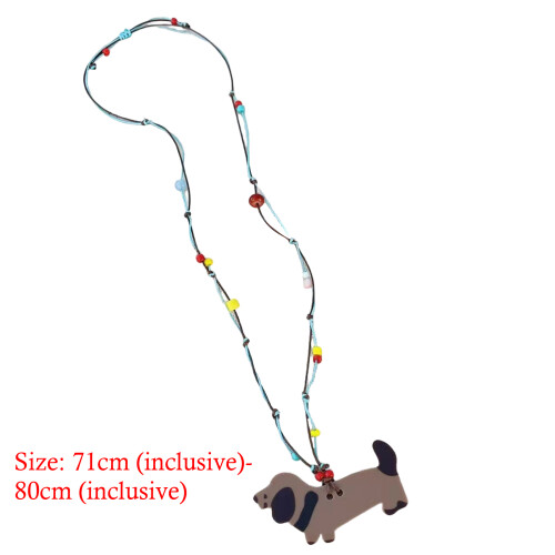 Collier à breloques en résine teckel, fil de perles multicolore, 2