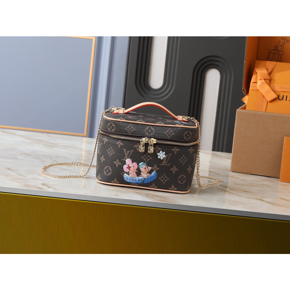 Xhrain Brown Lv Nice Mini Monogram Cosmetic Pouch 20Ã13.5Ã12Cm