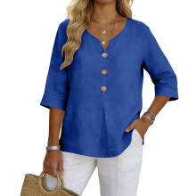 Clothes for Women Ladys Button Down Shirt Casual-Navy Blue S