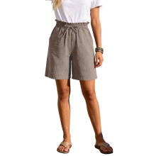 Women Linen Pants Casual Loose High Waist Wide Leg -Khaki M