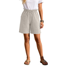 Women Linen Pants Casual Loose High Waist Wide Leg -Beige XXL